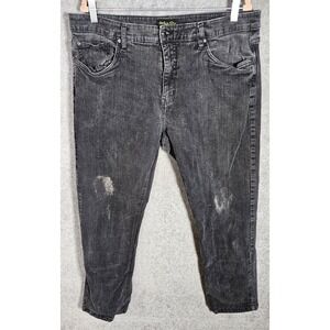 Urban Star Straight Leg Jeans Mens Size 38x32 Black Stretch Denim Bleach Spots